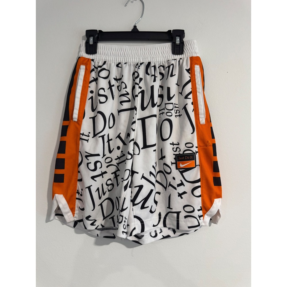 Nike Just Do It Print Basketball Shorts boys XL White Orange Mesh Dri-FIT